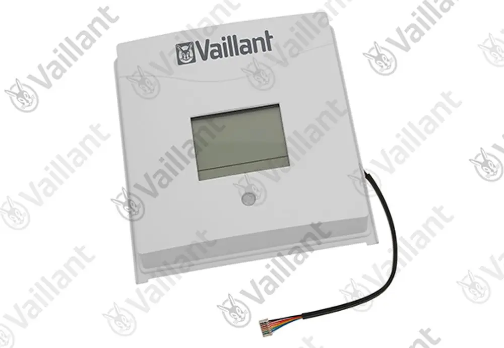 Vaillant Display mit integriertem Bildschirm und einem Kabelanschluss, geeignet für die Steuerung und Überwachung von Heizsystemen.